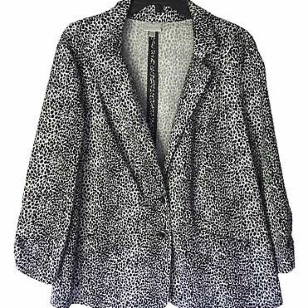 Avenue 14 16 Black Animal Print Blazer Stretch